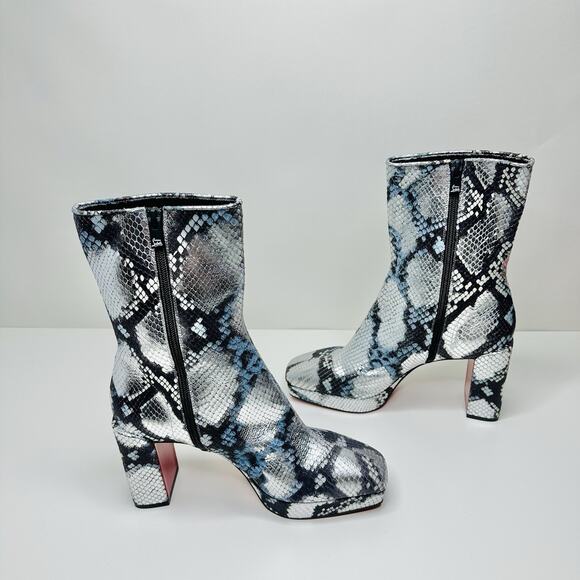 Christian Louboutin 39.5 US 9.5 Alleo 90 Red Sole Snake Embossed Booties NWOB - Picture 8 of 14